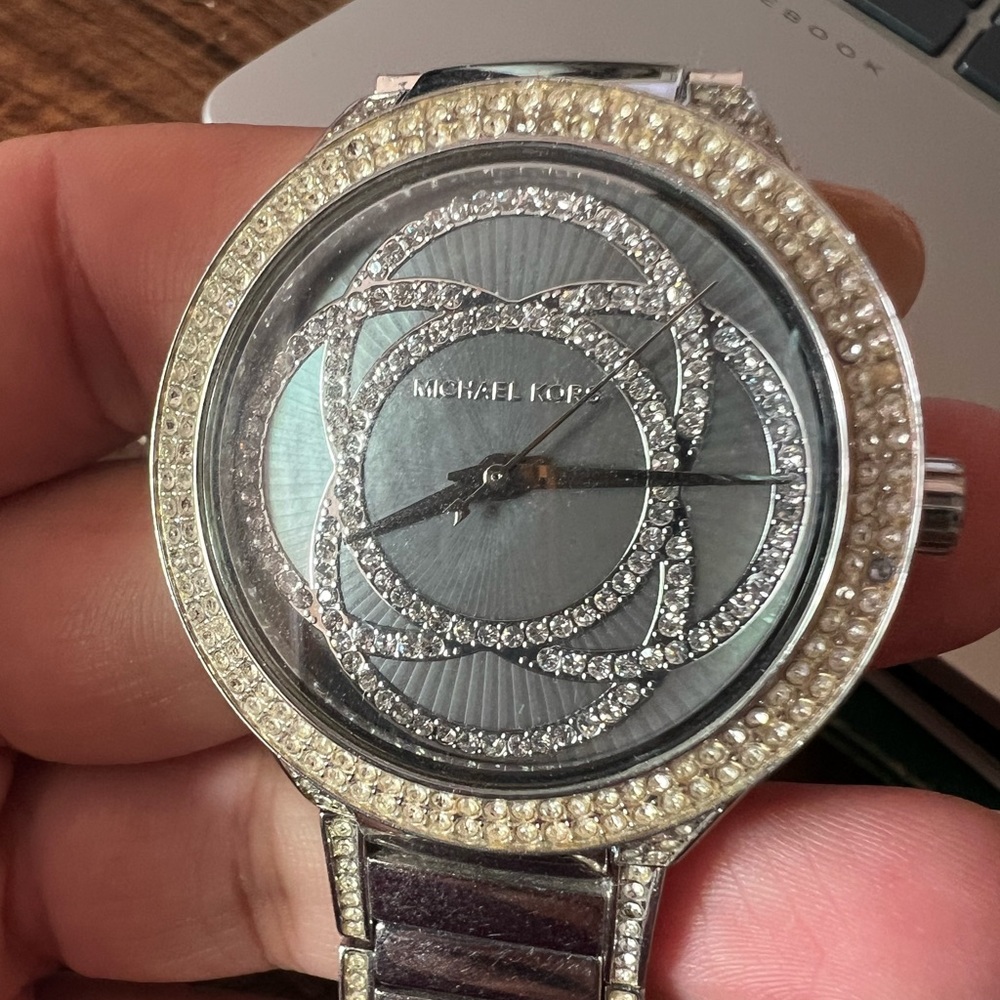 Michael Kors Kerry Pavé Silver-Tone Watch Style # MK3480